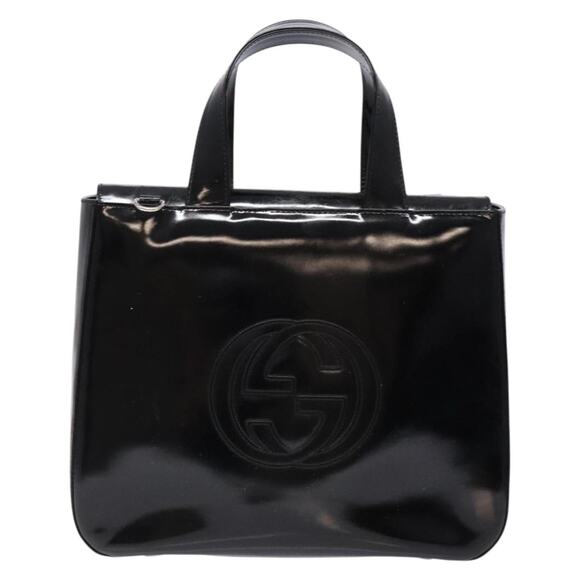 GUCCI Interlocking Hand Bag Patent Leather Black 000 1013 000 1013 - Picture 2 of 12